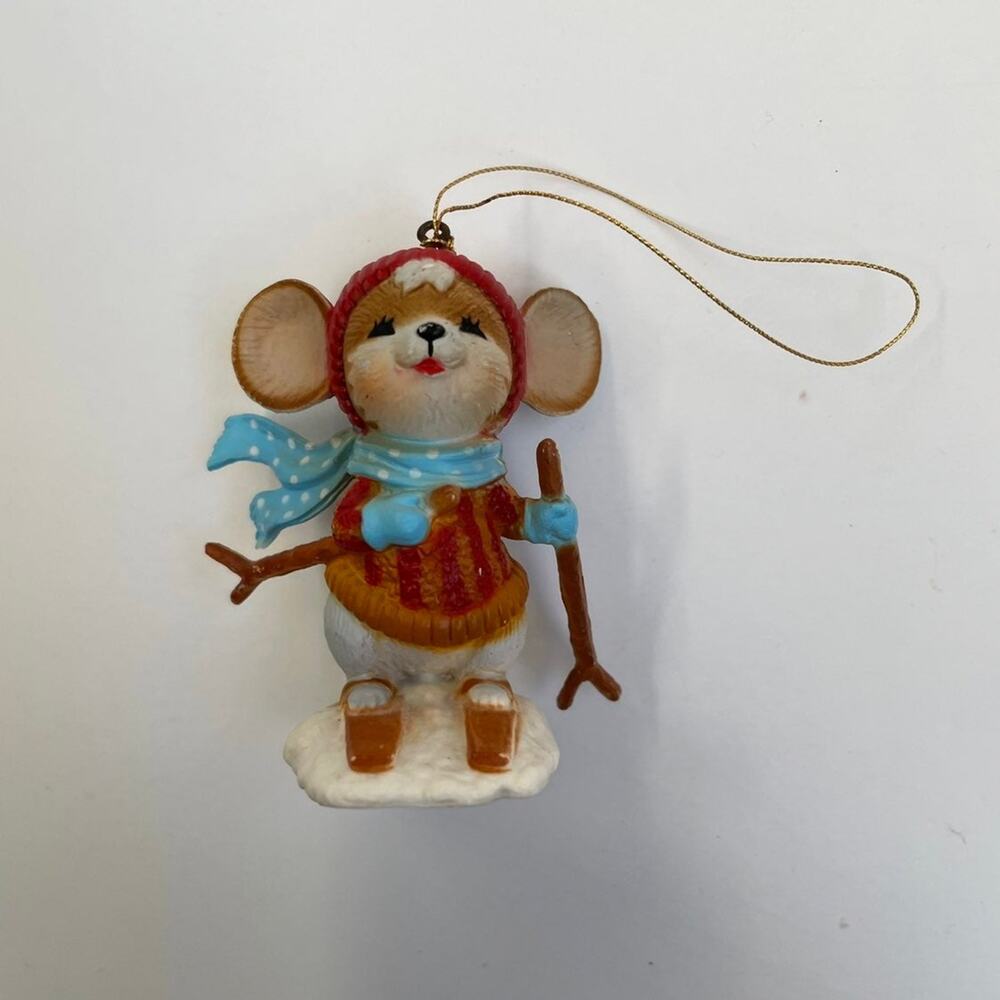 Vintage Mouse skiing ornament